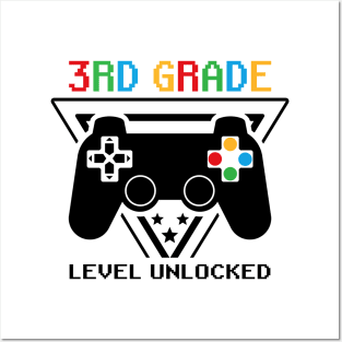 3rd Grade Level Unlocked First Day of School Video Gamer Posters and Art